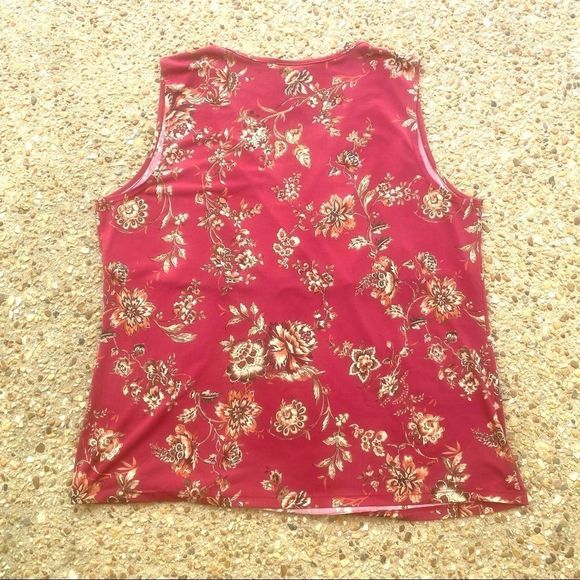 Lane Bryant Floral V-neck Red Tank Size 14 16 14/16 - Picture 8 of 8